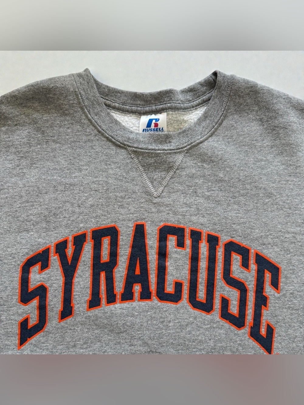 Vintage Russell Athletic Syracuse University Sweatshirt Gray Arched Spellout M